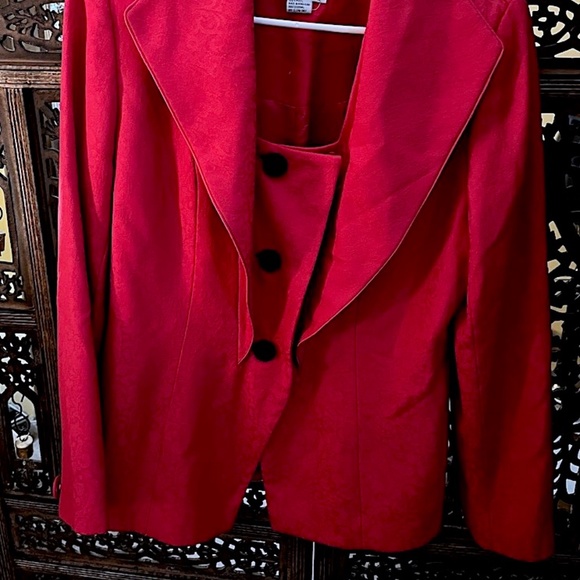 MAGALI COLLECTION RED WOOL PAISLEY SUIT JACKET SIZE 12 - Picture 2 of 7